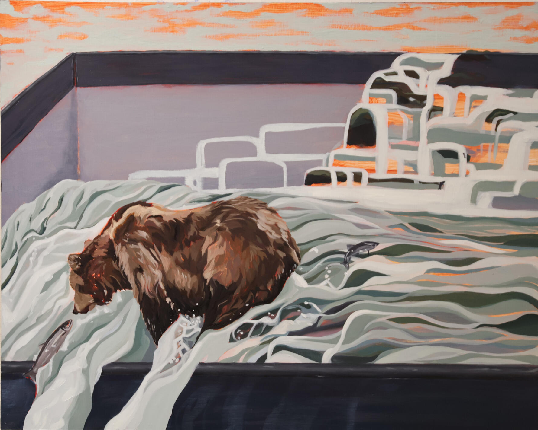 Bear, 2025. Oil and acrylic on maisonnite board. 28 x 35 inches.